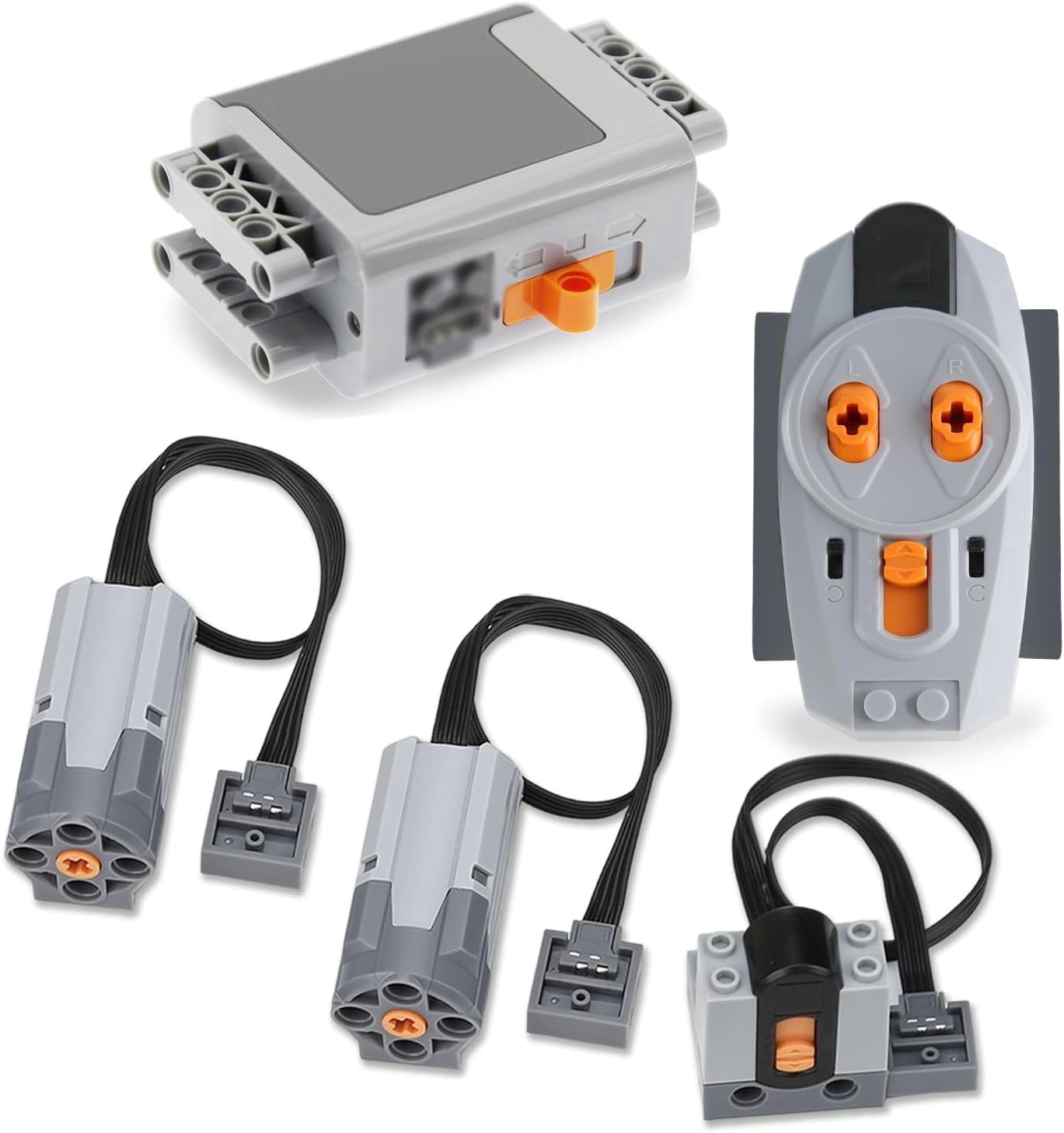 TEESE 5pcs Technic-Motor Set with Motor-Remote-Control-Receiver, Battery-Box, Compatible with Technic-Parts