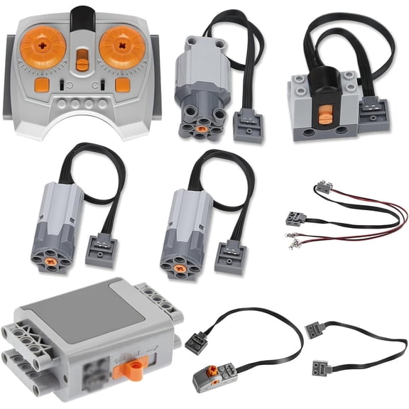 TEESE 9pcs Technic-Motor Set with Motor-Adjustable-Speed-Remote-Receiver, Battery-Box-Switch-Extension-Cable, Compatible with Technic-Parts for STEM MOC Project Replacement-Parts