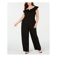 thumbnail image 1 of TEEZE ME Womens Black Short Sleeve Asymmetrical Neckline Evening Wide Leg Jumpsuit 24, 1 of 4