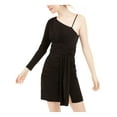thumbnail image 1 of TEEZE ME Womens Black Zippered Long Sleeve Asymmetrical Neckline Short Party Body Con Dress 13\14, 1 of 4