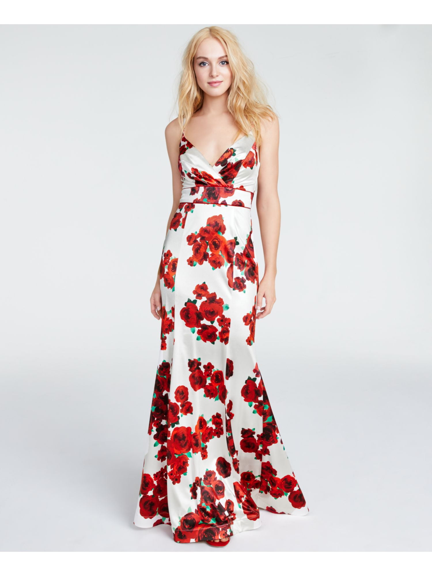 TEEZE ME Womens White Zippered Floral Spaghetti Strap Sweetheart Neckline  Full-Length Fit + Flare Prom Dress 0 - Walmart.com
