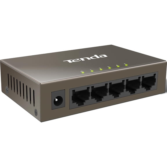 TEF1005D, 5-Port 10/100Mbps Fast Ethernet Unmanaged Switch, Network Hub, Ethernet Splitter, Plug & Play, Fanless Metal Design, Desktop or Wall Mount, Limited Lifetime Protection