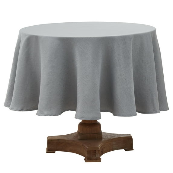 TEFLON Addison 100% Microfiber Fabric Highly Durable Restaurant Ready Spill Proof and Wrinkle Resistant Treated Tablecloth for Indoor and Outdoor Use, 70 Inch Diameter Grey
