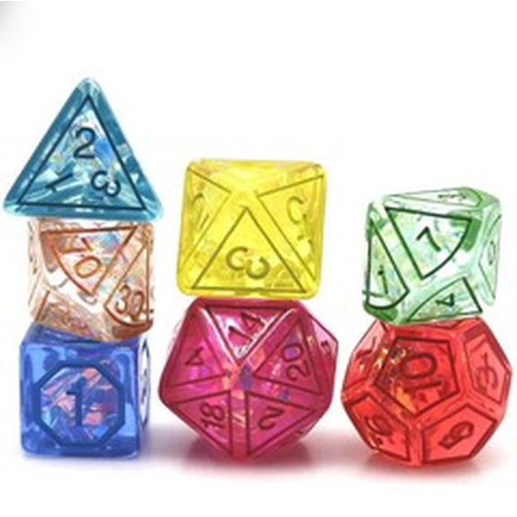 TEG - 7 Rainbow Kaleidoscope Polyhedral Dice
