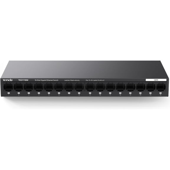 TEG1116M 16 Port Gigabit , Unmanaged Ethernet with Traffic Optimization, Plug & Play, Fanless Metal Design Network Limited Lifetime Protection