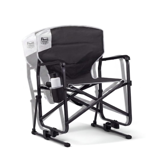 Timber Ridge TEGO™ FlowMotion™ Rocking Camping Chair, Folding Outdoor Rocker with Cup Holder, Obsidian Peak