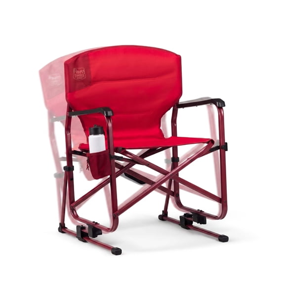 Timber Ridge TEGO™ FlowMotion™ Rocking Camping Chair, Folding Outdoor Rocker with Cup Holder, Red Rock