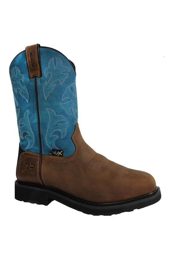 Men's Kayce Western Met Guard PR Work Boot Brown/Blue - T40629 BROWN