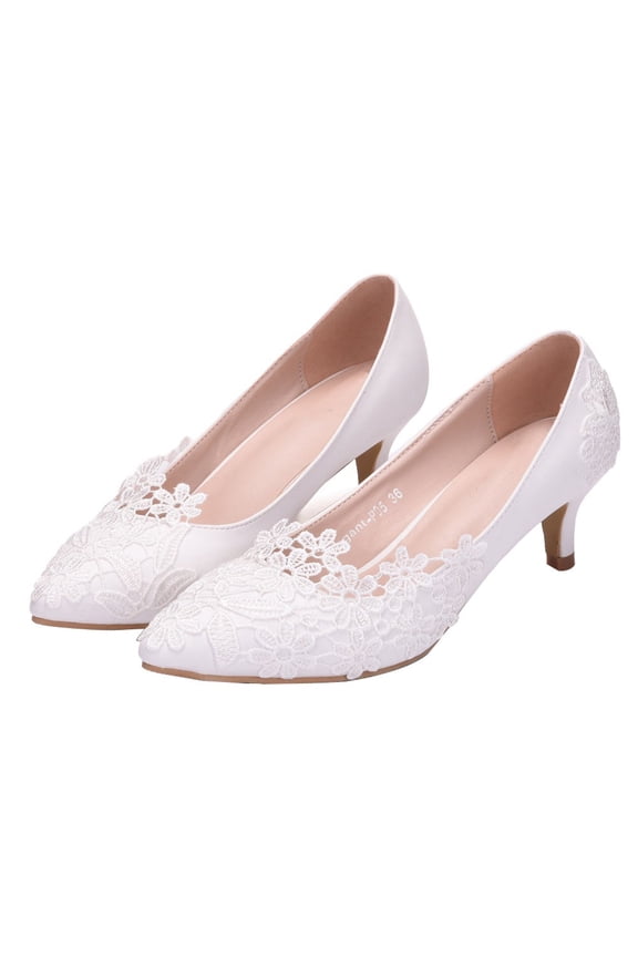 White Lace Bridal Heels for Women, Elegant Dress Shoes, Comfortable and Easy to Wear, Perfect Wedding Party Footwear