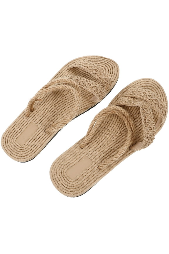 Womens Casual Sandals 1 Pair Woven EVA Flat Sole Beach Footwear Comfortable Outings Shoes