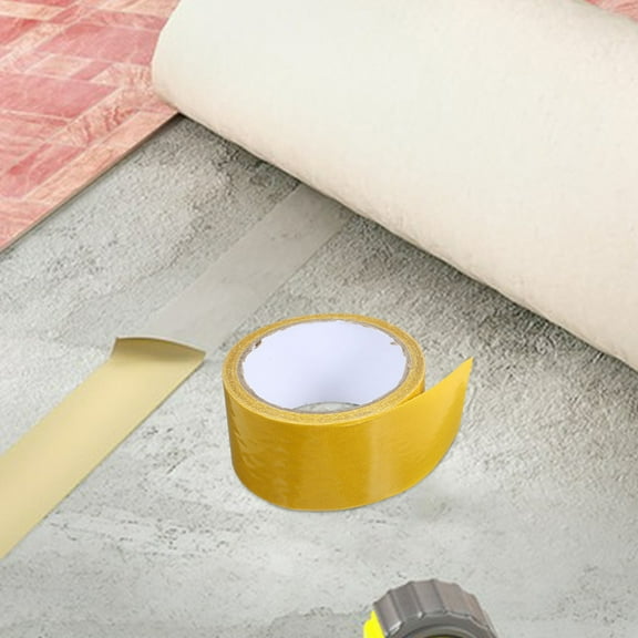 TEHAUX Yellow Fabric Rug Tape for Wood Floors, Strong Adhesive Carpet Tape, 1 Roll, and Easy to Use