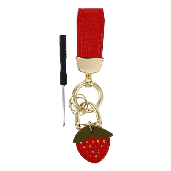 TEHAUX 1Set Red Zinc Alloy Strawberry Keychain Wristlet Decorative Pendant Unique Design Lightweight