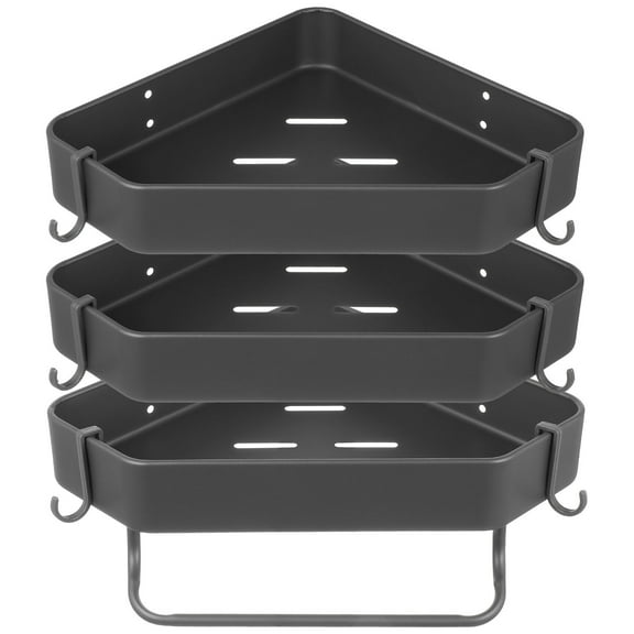 TEHAUX Aluminum Alloy Bathroom Wall Organizer Corner Shelf Dark Grey with Adjustable Free Spacing Design for Storage