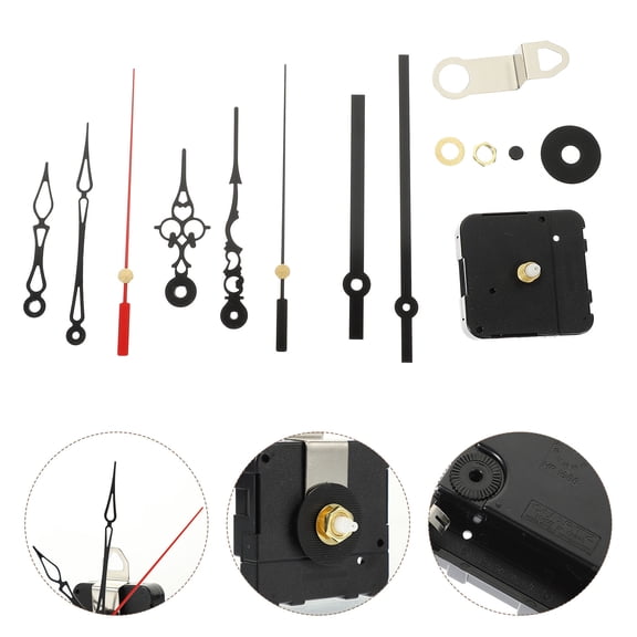 TEHAUX Wall Clock Mechanism Set with Black Metal and Plastic Parts for Clock Repair and Replacement, 1 Set