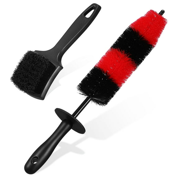 TEHAUX Wheel Scrub Brush Set with Flexible for Precise Car Wheel and Rim Cleaning and Detailing