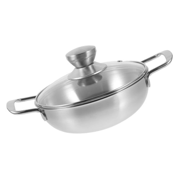 TEHAUX 1 Set Household Cooking Wok Stainless Steel Easy to Clean for Family Gatherings