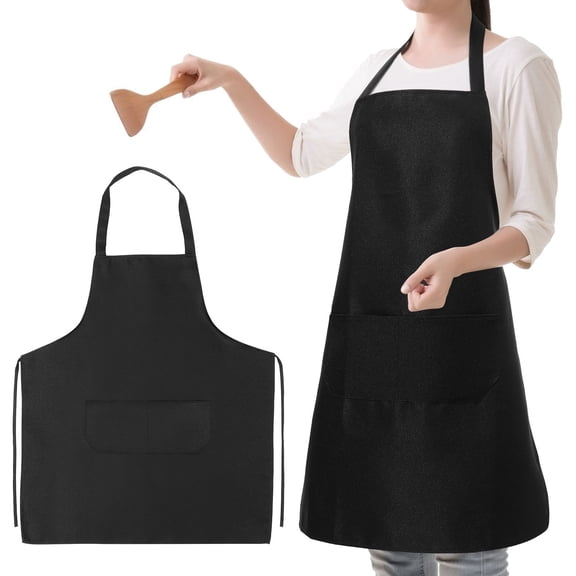 TEHAUX  10 Pcs Kitchen Apron Cooking for Men Bibs Father Work Black