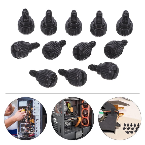 TEHAUX 100Pcs Black Hand-Twisted Thumb Screws for Computer Hardware Repair
