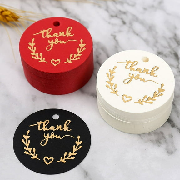 TEHAUX Thank You Tags White Paper 100Pcs 1.8In Round Diy present Labels