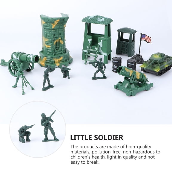 TEHAUX Fencing Toy Figure Military Fence Model Toys Plastic 100PCS Army Green