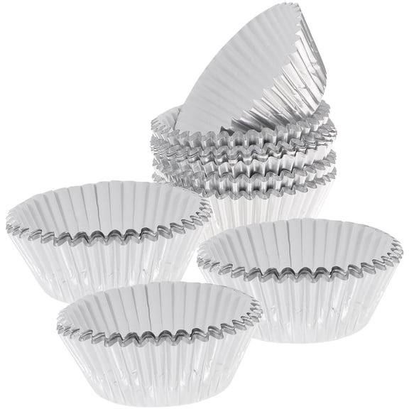 TEHAUX 100Pcs Paper Baking Cups Cupcake Liners for Holding Candies and Nuts Silver