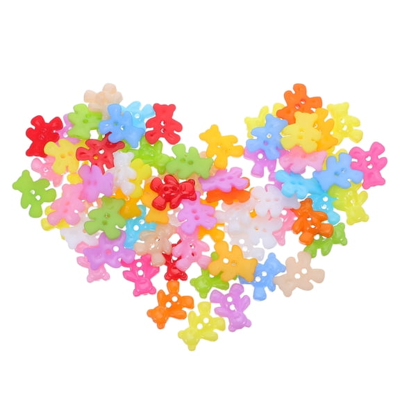 TEHAUX 100Pcs Assorted Color Bear Shaped Buttons Plastic for Clothing Scrapbooking and Sewing