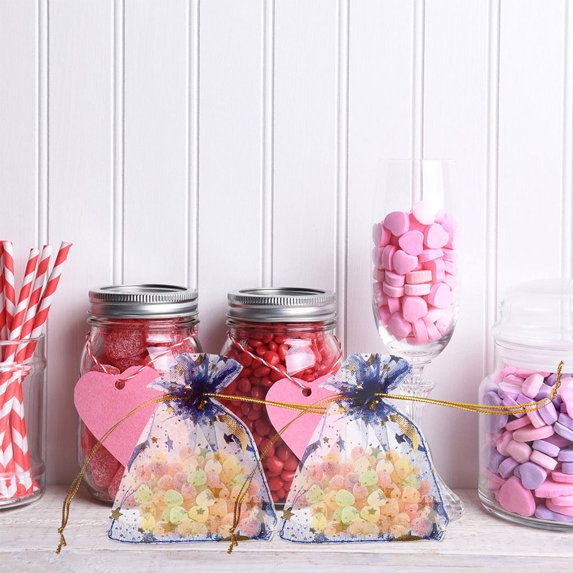 TEHAUX 100PCS Drawstring Festival Favor Bags for Jewelry, Travel, Home Use - Multi Rectangle Design for Women