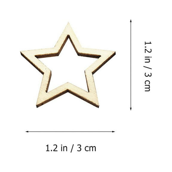 TEHAUX 100-Piece Assorted Color Wooden Star Ornaments for Christmas Tree Decoration and Holiday Craft Projects