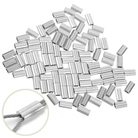 TEHAUX 100Pcs Wire Rope Sleeve Crimp Tool for Diy Projects and Professional Use