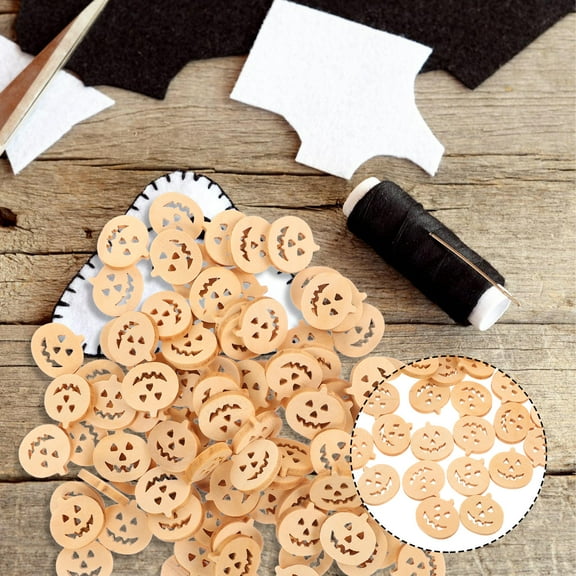 TEHAUX 100Pcs Wood Decorative Buttons for  and Fall Crafting Pumpkin Style