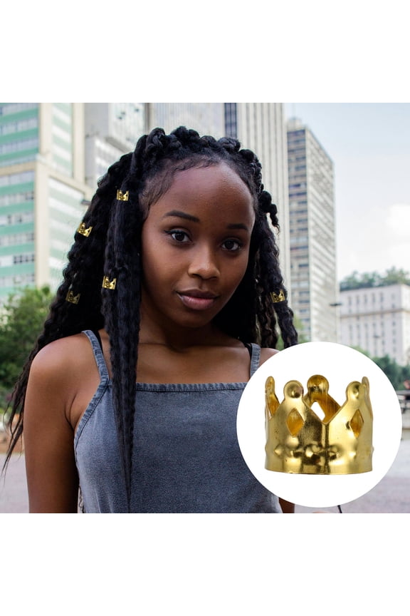 Golden Iron Hair Cuffs Secure Clasp Design for Stylish Dreadlock Decor