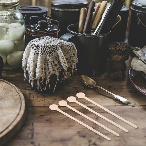 TEHAUX 100pcs Wooden Coffee Stirrer Spoon for Mixing Drinks at Cafe Restaurant Bar