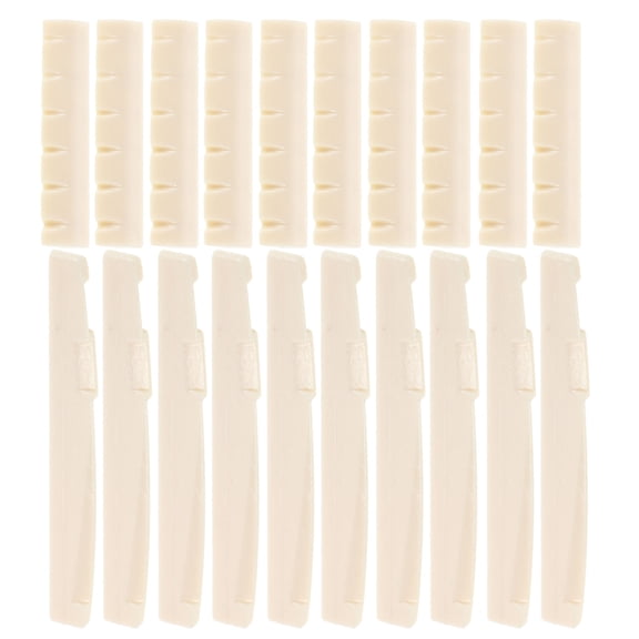 TEHAUX Acoustic Guitar Nut Replacement Set, 10 Pairs Beige Plastic, and Precise Tuning Accessories