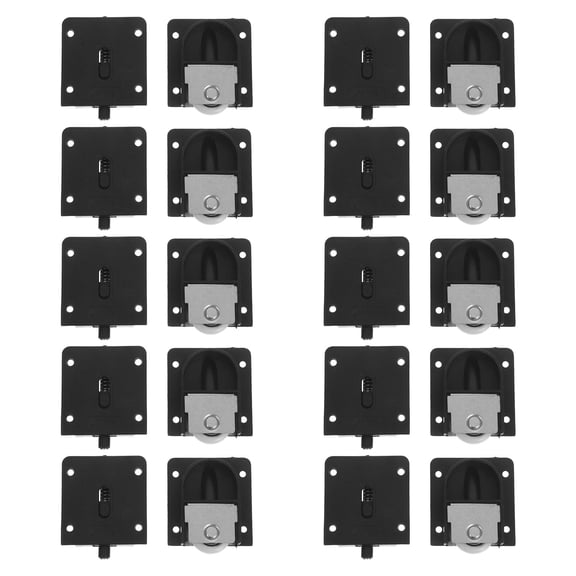 TEHAUX 10Pairs Black Plastic Caster Wheels for Sliding Doors with Quiet and Sturdy Construction
