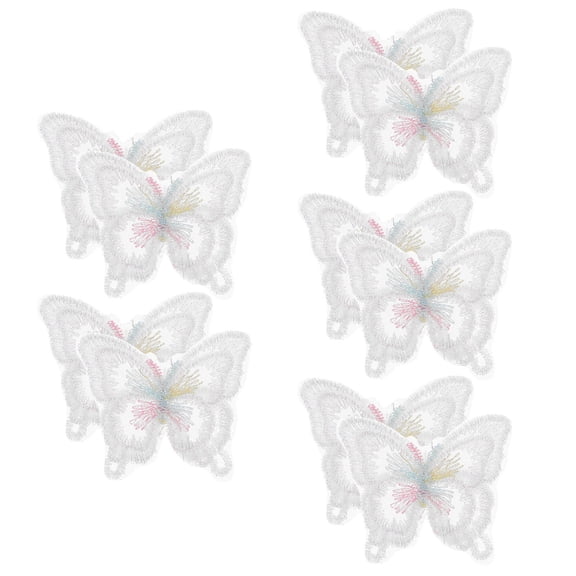 TEHAUX Elegant Double Layer Butterfly Patches Embroidered Organza for Clothing 10Pcs
