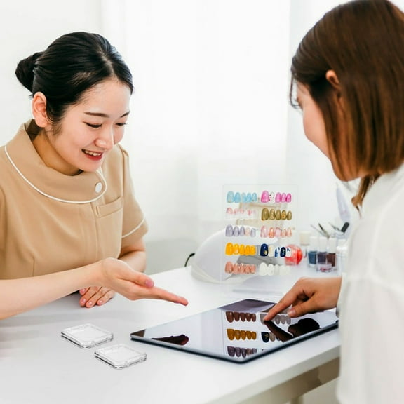 TEHAUX 10Pcs Small Square Transparent Nail Organizer Box for Press on Nails and Manicure Tools