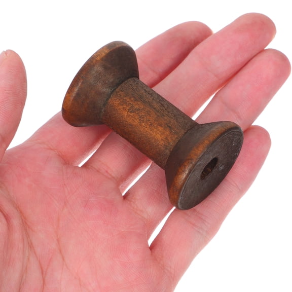TEHAUX 10Pcs Coffee Color Wooden Spools for Crafts Vintage Style Thread Bobbins Sewing Accessories