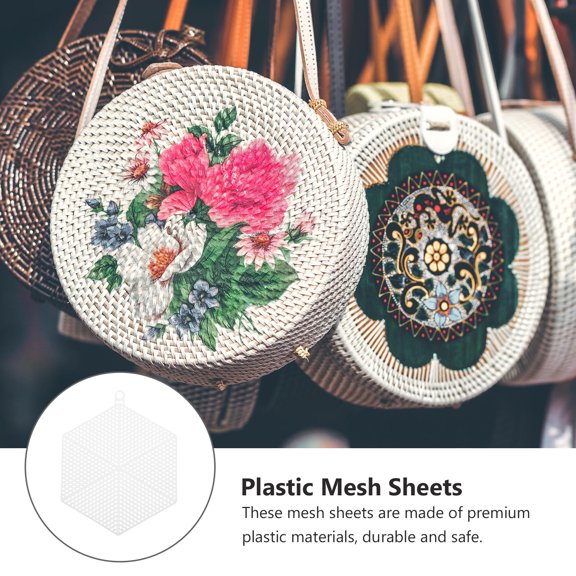 TEHAUX 10Pcs White Hexagon Mesh Plastic Sheets for Artists and in DIY Projects