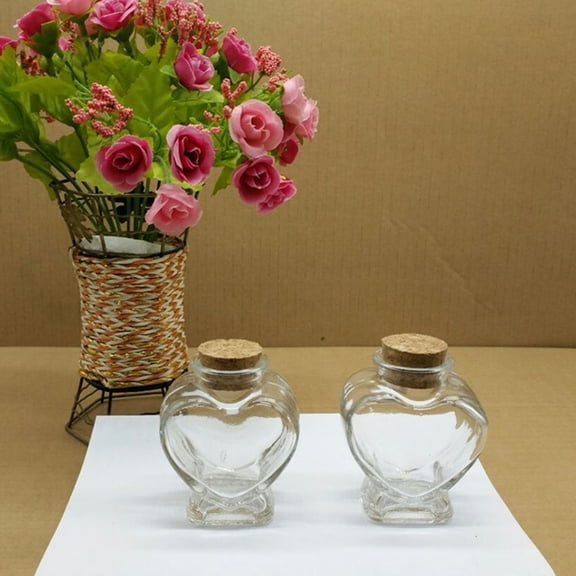 TEHAUX 10Pcs Wishing Bottles Glass Heart Shaped Containers Storage Decoration present Creation Diy Projects