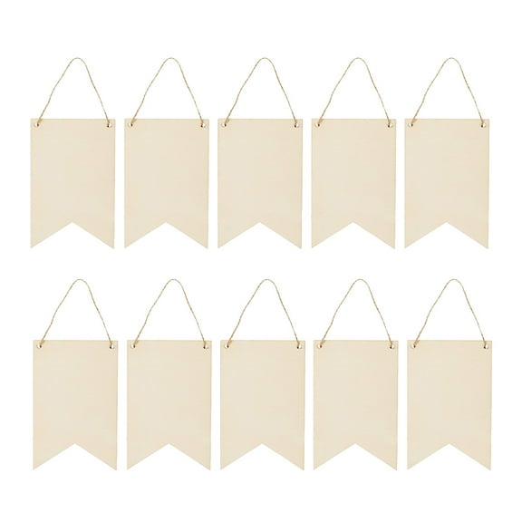 TEHAUX 10Pcs Wood Sign for Coffee Shop Decoration Khaki Flag Shape for Diy Enthusiasts