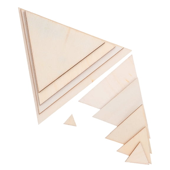 TEHAUX 10mm to 100mm Wooden Triangle Cutouts, 10pcs Smooth Craft Shapes for Decorations, Art Projects, and Home Crafting