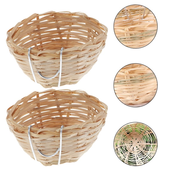 TEHAUX 10pcs Bird Nest with Hook - Tiny Handwoven Bird Nest for Parrots Balcony and Patio