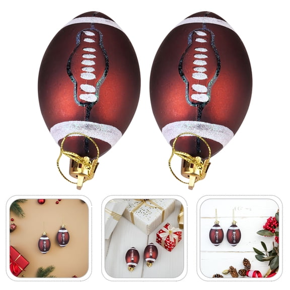 TEHAUX 12Pcs Plastic Football Hanging Decor Brown Rugby Christmas Tree Ornaments for Parties