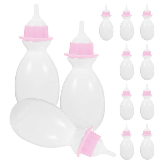 TEHAUX 12Pcs White Plastic Doll Feeder Bottles Decorative Props for Doll Feeding Play Accessories