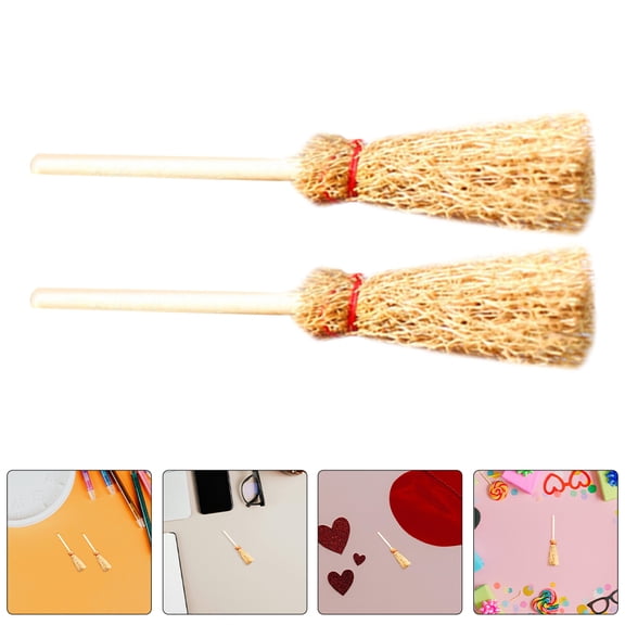 TEHAUX Simulated Broom Beige Beech for Dollhouse Furniture and Decor