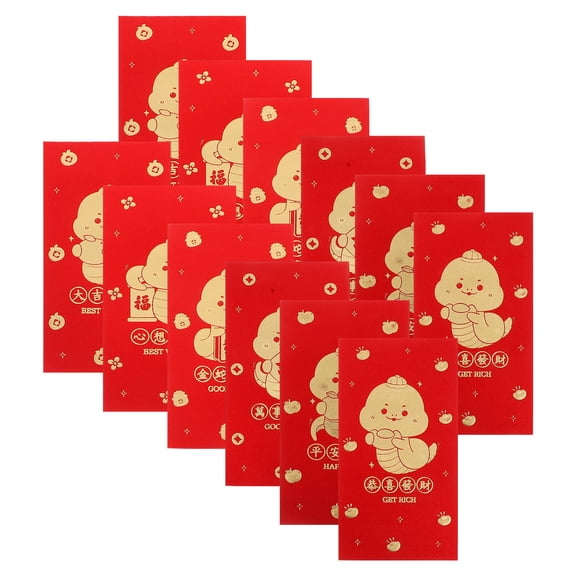 TEHAUX 12Pcs Red Lunar New Year Money Envelopes for Festival Use Hong Bao Wedding Packets
