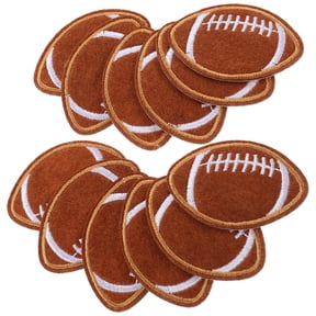 TEHAUX Oval Embroidered Patch Olive Brown Polyester Sports Ball Appliques for DIY Use