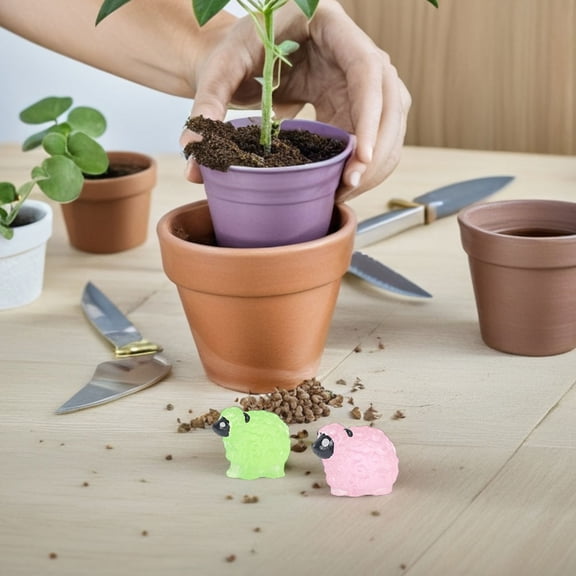 TEHAUX 14Pcs Assorted Color Resin Sheep Decorations for Micro Landscape and DIY Craft Projects