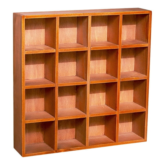 TEHAUX 16 Grids Vintage Wooden Desktop Cabinet Wall-Mounted Collection Display Shelves