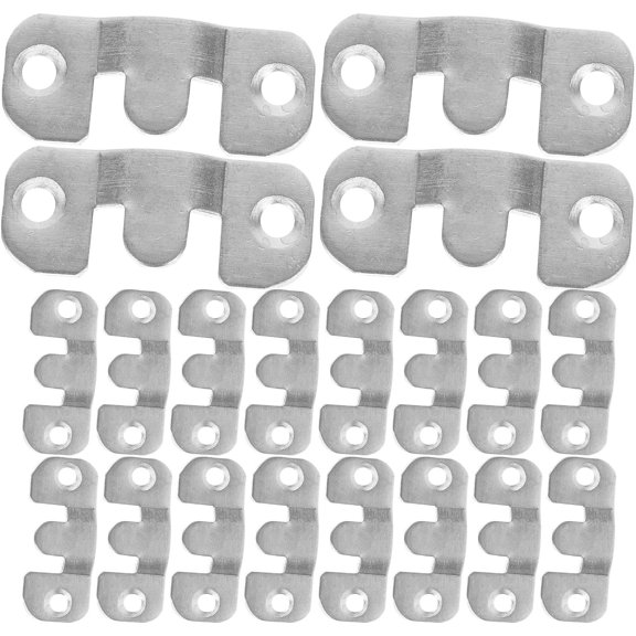 TEHAUX 16 Pairs Interlocking Hooks for Hanging Keyhole Hangers Picture Frame Silver
